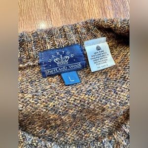 Hartog Shetland Wool Crewneck Sweater Mens L Brown